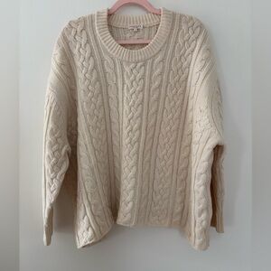 Cable Knit Crewneck Sweater - Cream